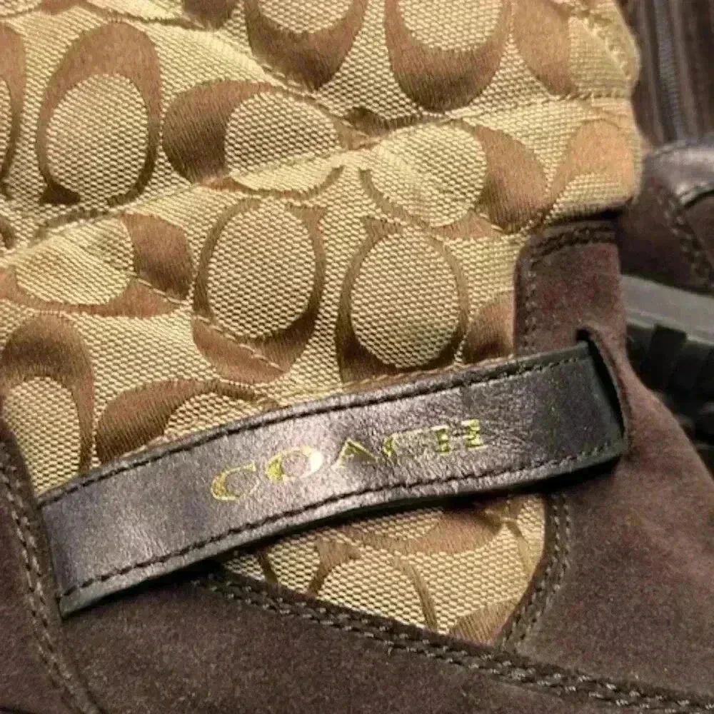 Coach Juniper Brown Suede Signature Jacquard Winter Boots Women's Size 8B